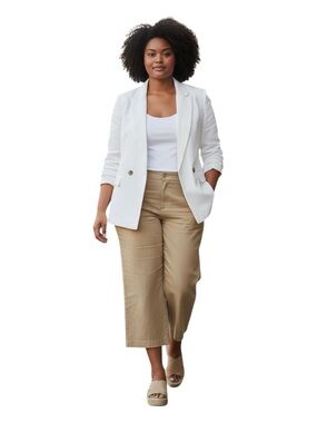 Banana Republic White Double-Breasted Blazer